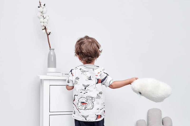 BINIDUCKLING Boy Pirate Print T-Shirt Navy Shorts Set Kid 2Pcs Summer Outfit Clothing Set Whale 6 Years - Image 5